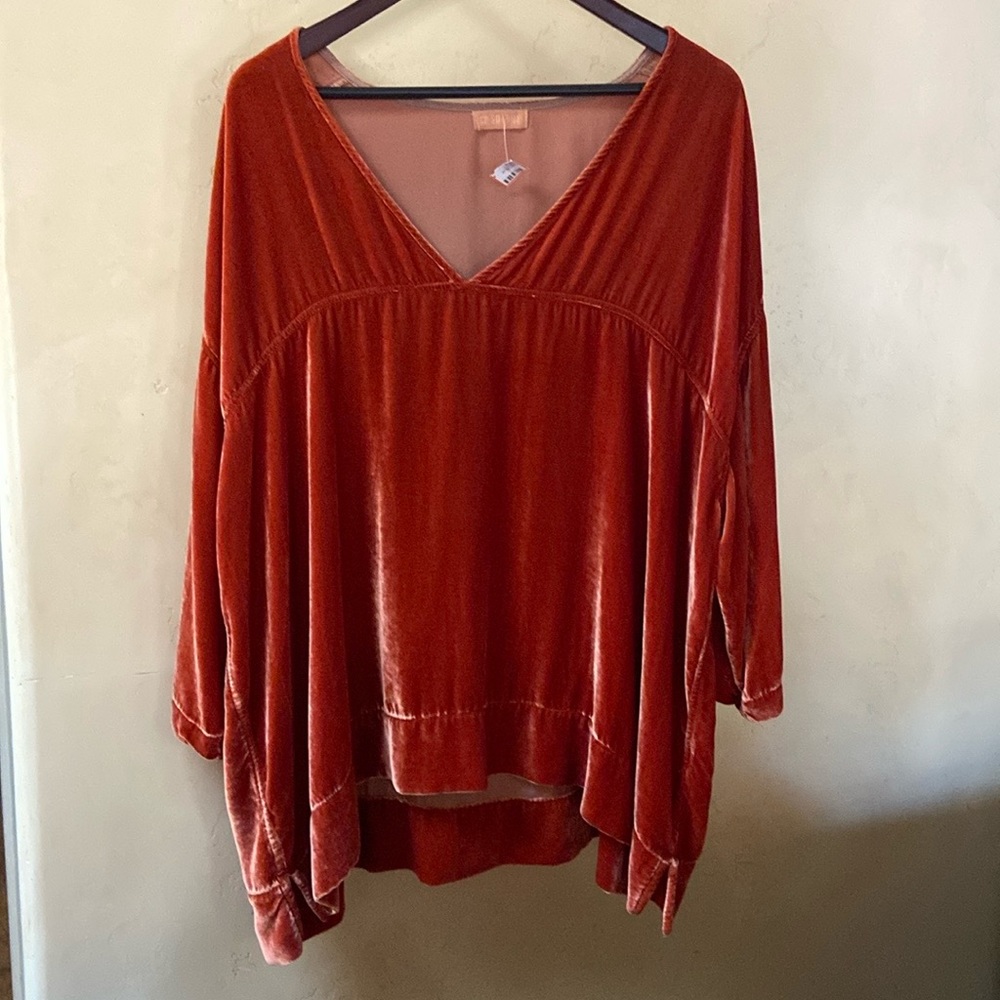 Sz S CP Shades Rust Orange Oversized SOFT Silk Blend Tunic Top NWOT